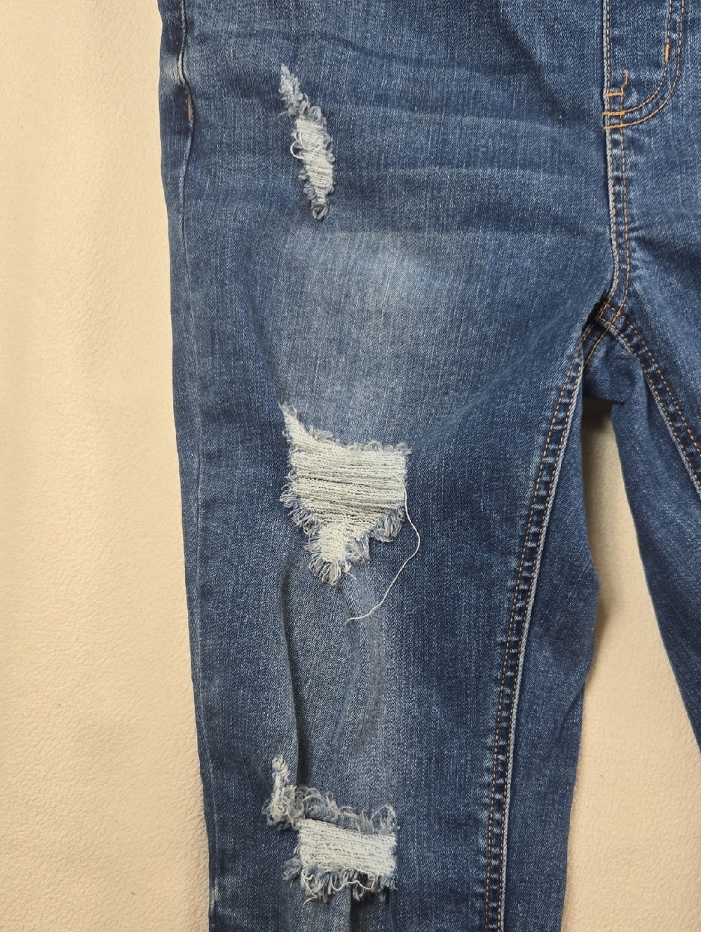 Distressed Blue Denim Women’s Overalls with Adjustable Straps - Picture 4 of 14